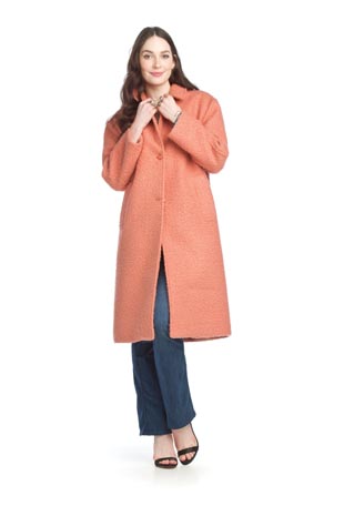 JT-15740 - Boucle Lapel Coat with Pockets - Colors: Red, Rose - Available Sizes:XS-XXL - Catalog Page:79 